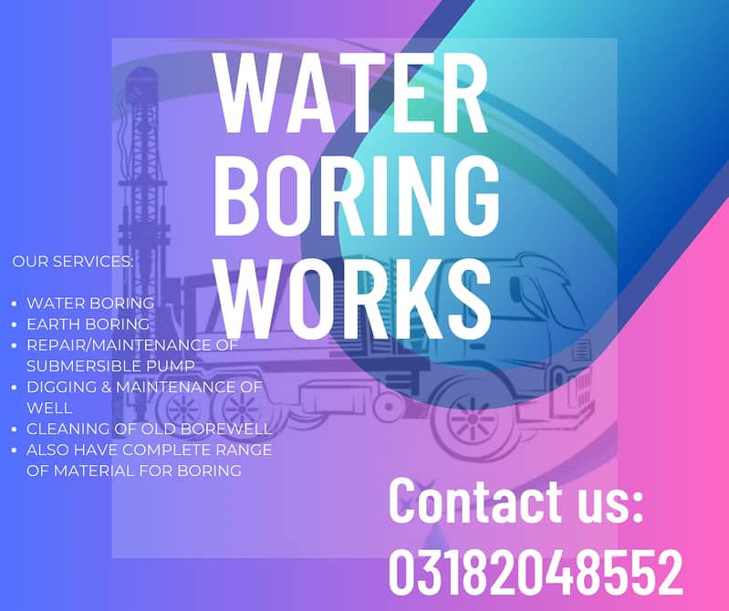 Water Boring, Drilling, Well, Earth Bore, Pump Service (03182048552) 0