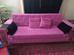Stylish Baby Pink sofa cum bed
