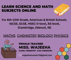 Online O Level / A Level Tutor Chemistry Math Biology