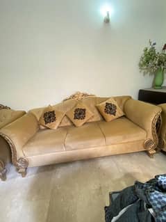 6 seater sofa set golden and black