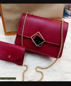 2 PCs pu leather bag with long Golden chain for girls