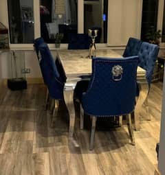 Premium Quality Marble Top Dining Table and Chairs