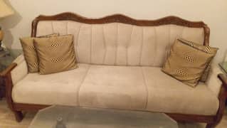 Sofa set 5 seater with table and lamp shesham wood