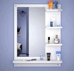 Rectangular Wall Mount Dressing Mirror with Shelves