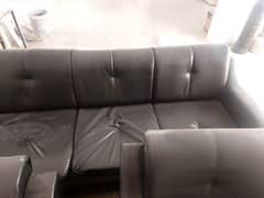 1 sofa set 5 seater   black colour  leather 0