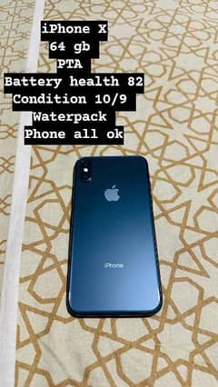 iPhone X
64 gb 
PTA 
approved