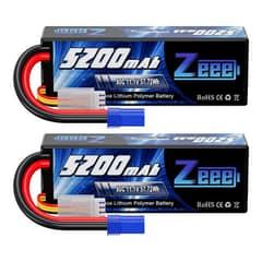 Zeee 3S Lipo Battery 5200mAh 11.1V 80C with EC5 Connector for RC Cars