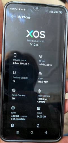 infinix Smart 7  4+3". . . 64