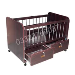 Brown D3 High Quality Wooden Sheet Baby Cot With 2 drawers , kids furn