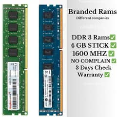 4 GB RAM DDR 3 1600MHZ