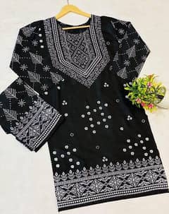 2pcs women's stitched linen block printed suit 0