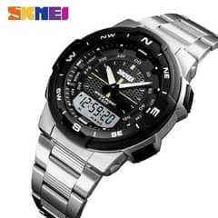 SKMEI Stainless Steel Dual Display Waterproof Watch For Men 1370