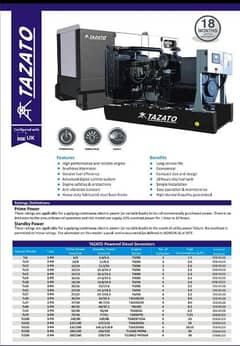 Brand New Generator (Chinese Brand - Tazato) available for Sale