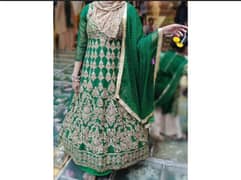 Green colour Mehndi Maxi dress for party and wedding