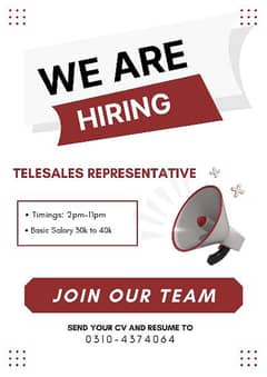 Telesales Representative/ Staff Required/ Jobs