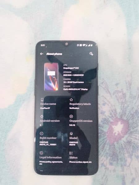 One plus 6t 8/128 dual sim approved 3