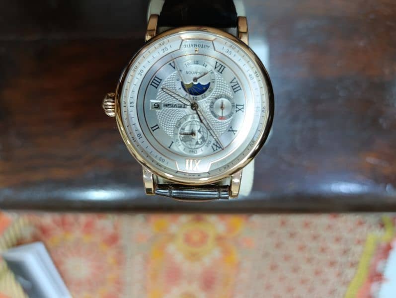 Original Tevise Automatic Rose Gold Plated Moon Graph Watch 9