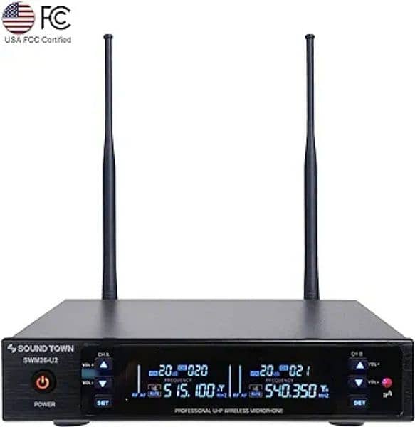 Sound Town Metal 200 Channels UHF Wireless Microphone System with 2 m 1