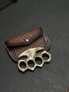 Real Brass knuckle with leather sheath