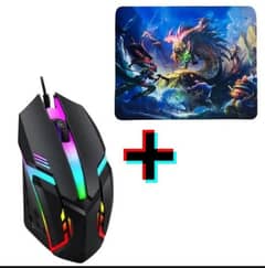 gaming mouse with 7 colour led light with high level quality mousepad