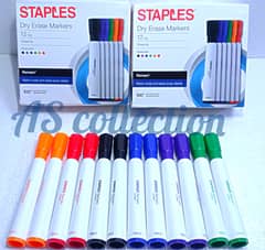 STAPLES Dry Erase Markers, 12Pack) 6 Colors Ideal for whiteboards