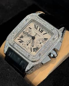 Cartier Santos 100 XL Chronograph Stainless Steel after Diamonds Watch