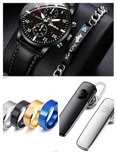 men's Watch set with Free Man's rings and Bluetooth set