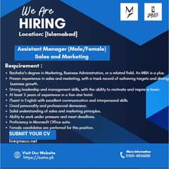 Assistant Manager (Female/Male) Sales and Marketing 0