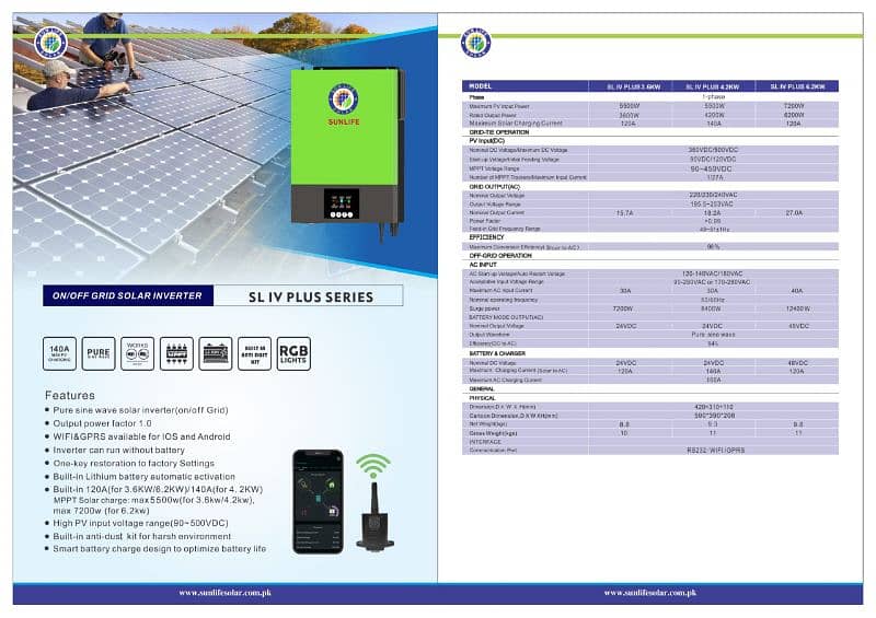 Sunlife 4.2 kw pv 5500 (135000 and 6.2 kw PV 7200 165,000 11