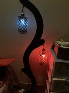 Standing wooden lamp