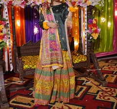 Bridal Mirror work  Mehndi Gharara with Mirror work dupatta