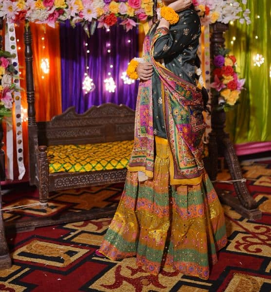 Bridal Mirror work  Mehndi Gharara with Mirror work dupatta 1