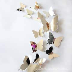 12 pieces Set butterflies mirror design Pvc wall stickers