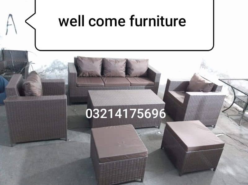 OUTDOOR GARDEN RATTAN UPVC FURNITURE SOFA SET CHAIRS TABLE UMBRELLA 4