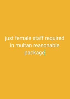 just female staff required in multan residence in multan