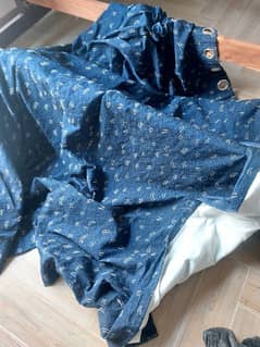 2 windows curtains with coffin blue colour