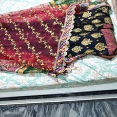 Full Long maxi with embroidery dupatta and simple black trouser