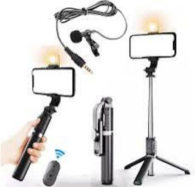 Selfie Stick With LED Light Mini Tripod Stand 4