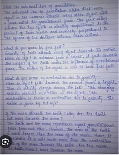 Handwriting assignment work