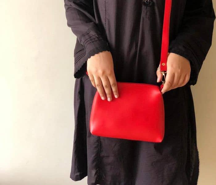 3 pc Women's PU Leather Handbag, Red 2