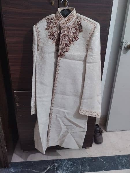 One-Time Used Groom Embroidered Sherwani with Khula and Khusa 1