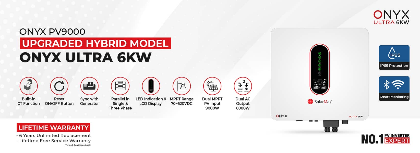 SolarMax ONYX | Dual PV 9000W Hybrid Solar Inverter |6KW 1