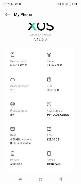 infinix hot 30 . . 8.128. . 5000 mah betry. . 50mp camira 0