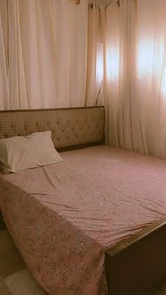 *king size bed with *mattress and *3 door almaari