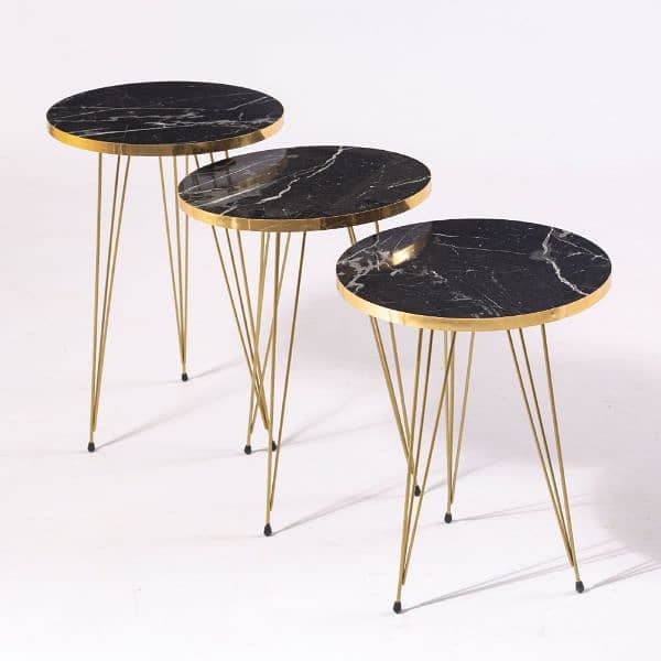 Modern Nesting Tables/Space Saving Coffee Table Set/Black Wooden Table 1