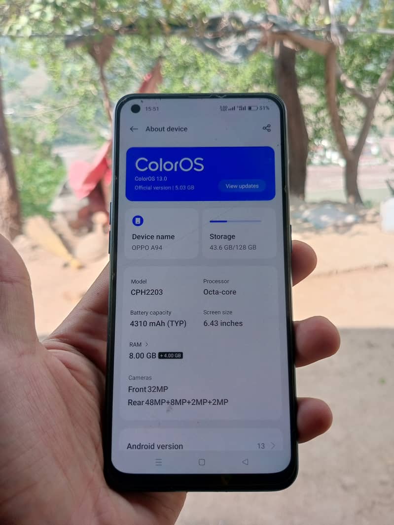 oppo A94 for sale condition 10by10 without any repairing 0
