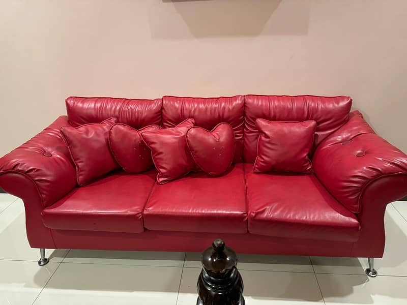red leather 3 seater sofa (diamond company ) 0