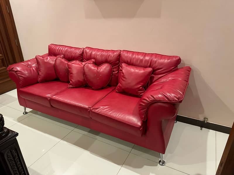 red leather 3 seater sofa (diamond company ) 1