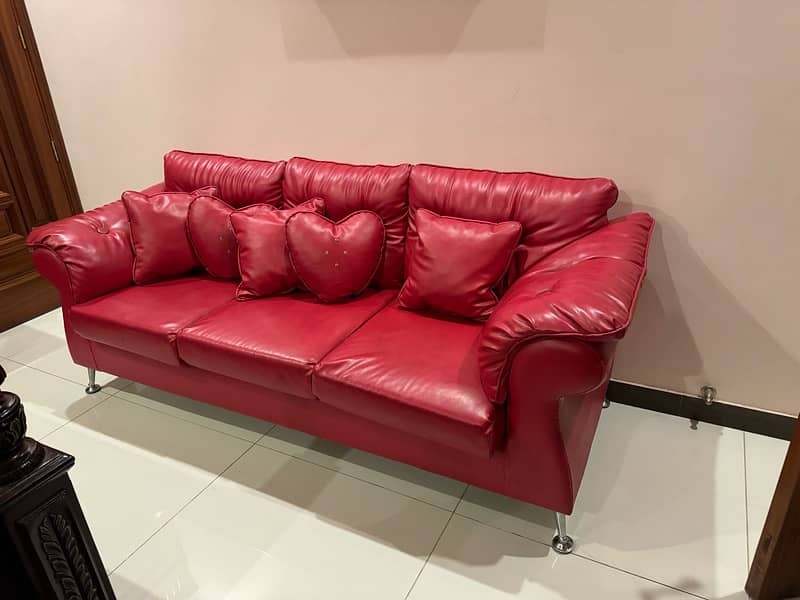 red leather 3 seater sofa (diamond company ) 2