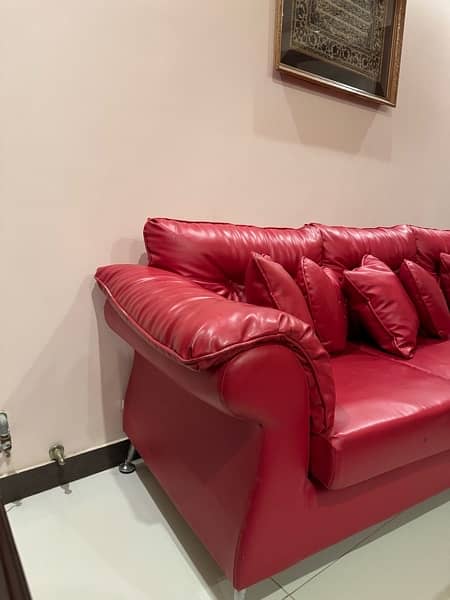 red leather 3 seater sofa (diamond company ) 4